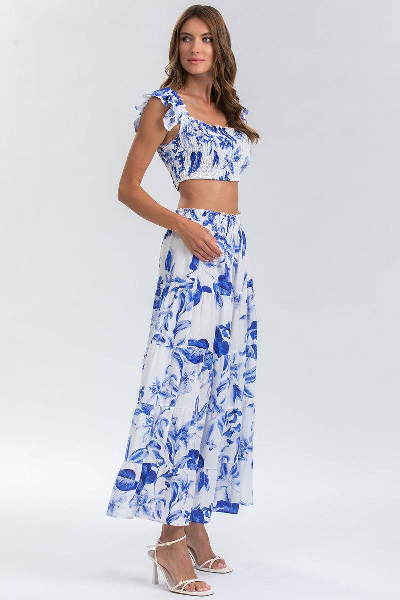 Pietro Brunelli MARISOL Q168 | Maxi Gonna a Balze Stampata Shopping Online