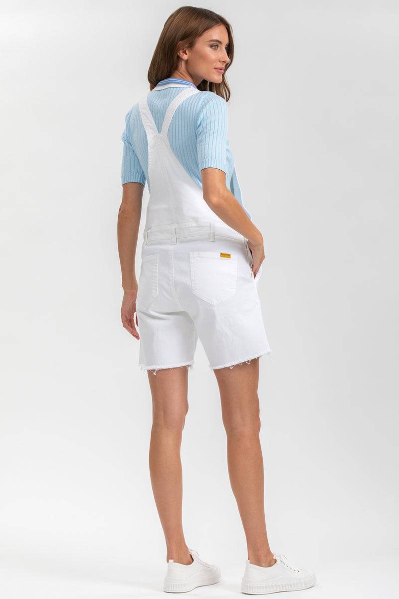 Pietro Brunelli VICTORIA | Salopette Premaman in Denim Bianco Presa