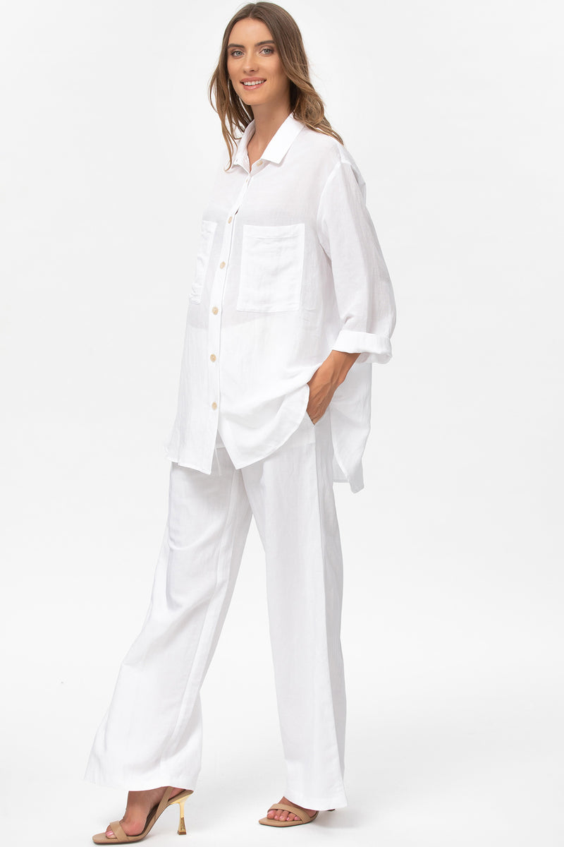 Pietro Brunelli JOSEPH | Pantaloni Premaman in Lino Bianchi Sconto