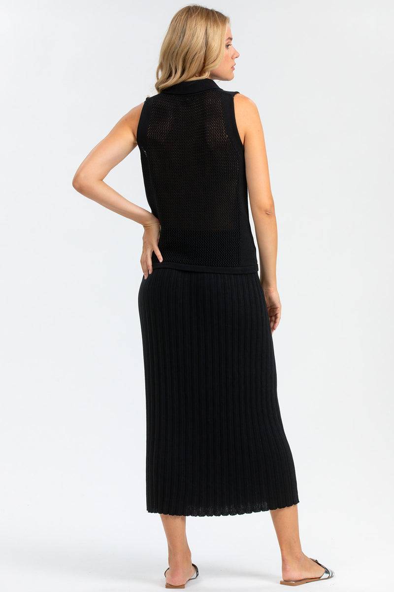 Pietro Brunelli LINDA | Top Smanicato Nero con Colletto Pezzi Unici