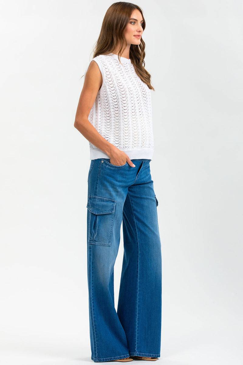Pietro Brunelli WIDE LEG WA02 | Jeans Premaman a Gamba Larga con Tasche Laterali Negozi Online