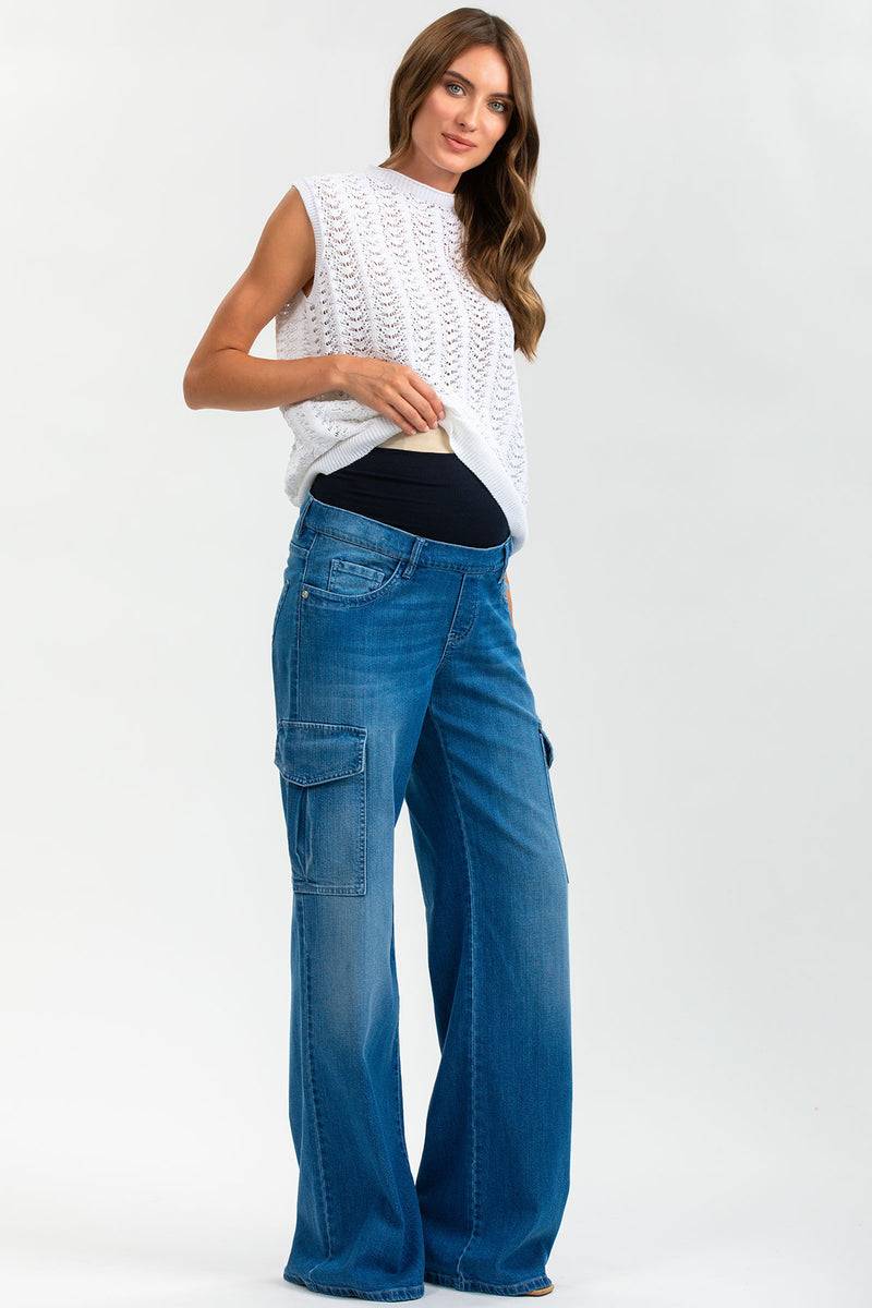 Pietro Brunelli WIDE LEG WA02 | Jeans Premaman a Gamba Larga con Tasche Laterali Negozi Online