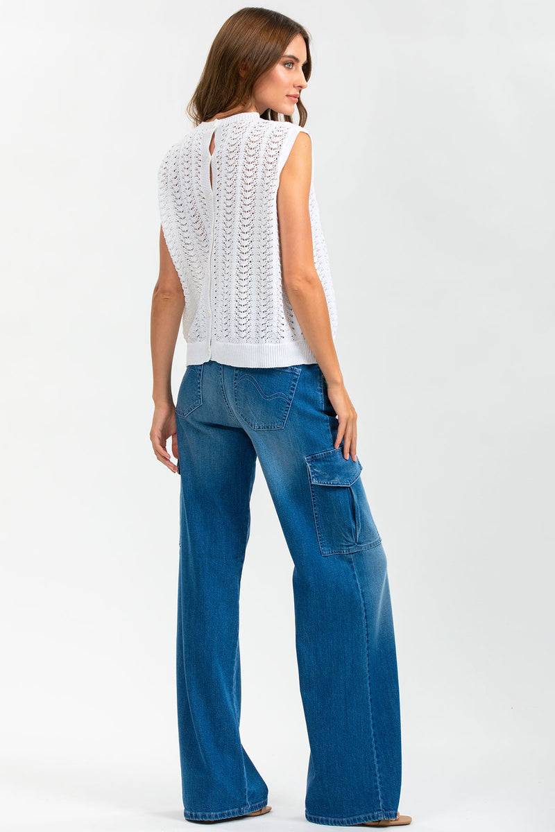Pietro Brunelli WIDE LEG WA02 | Jeans Premaman a Gamba Larga con Tasche Laterali Negozi Online