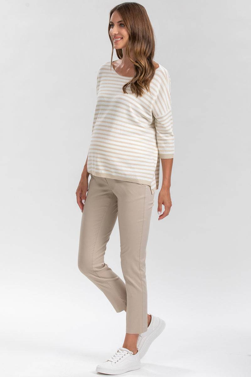 Pietro Brunelli ELWOOD | Pantaloni Premaman Elasticizzati Beige Consegna Veloce