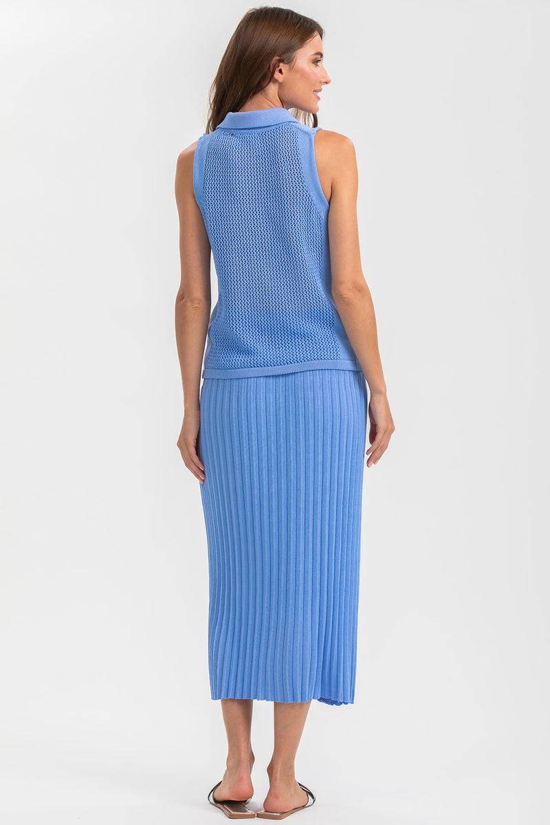 Pietro Brunelli LINDA | Top Smanicato Blu con Colletto Novità