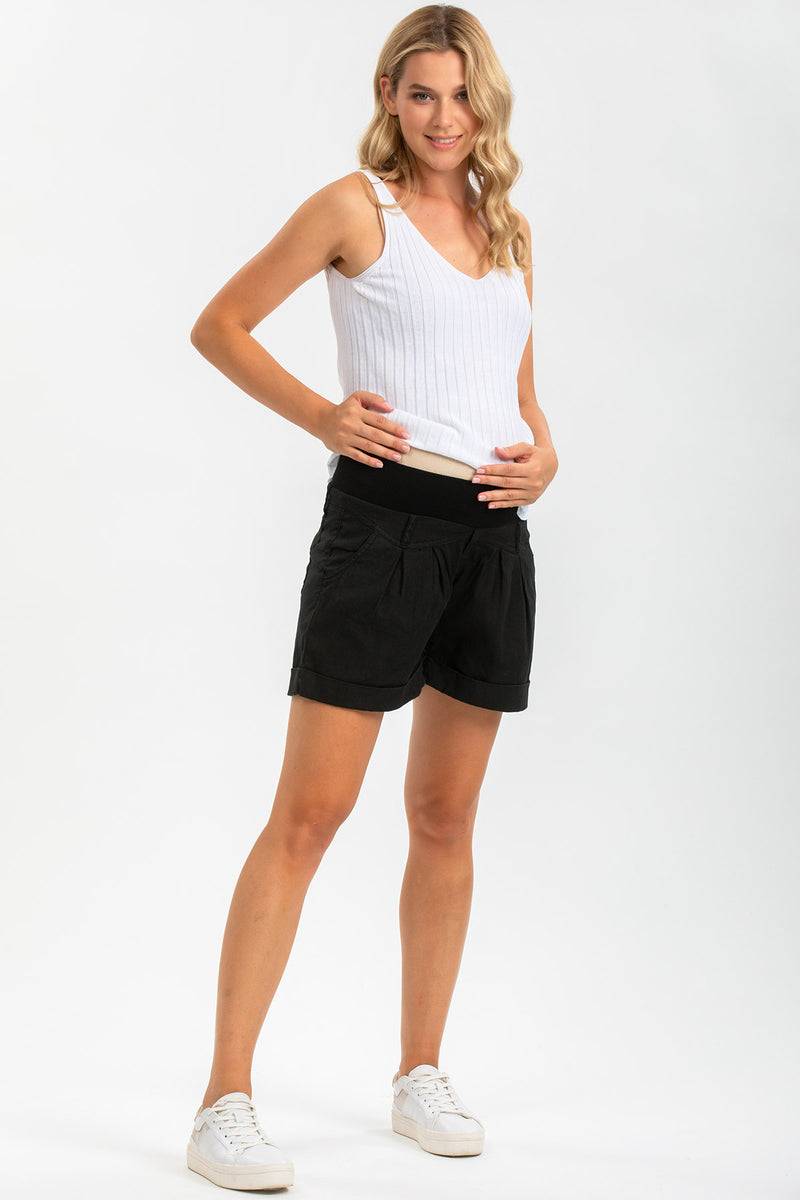 Pietro Brunelli MINI SHORT IN LINO | Pantaloncini Premaman Neri Vendita Calda