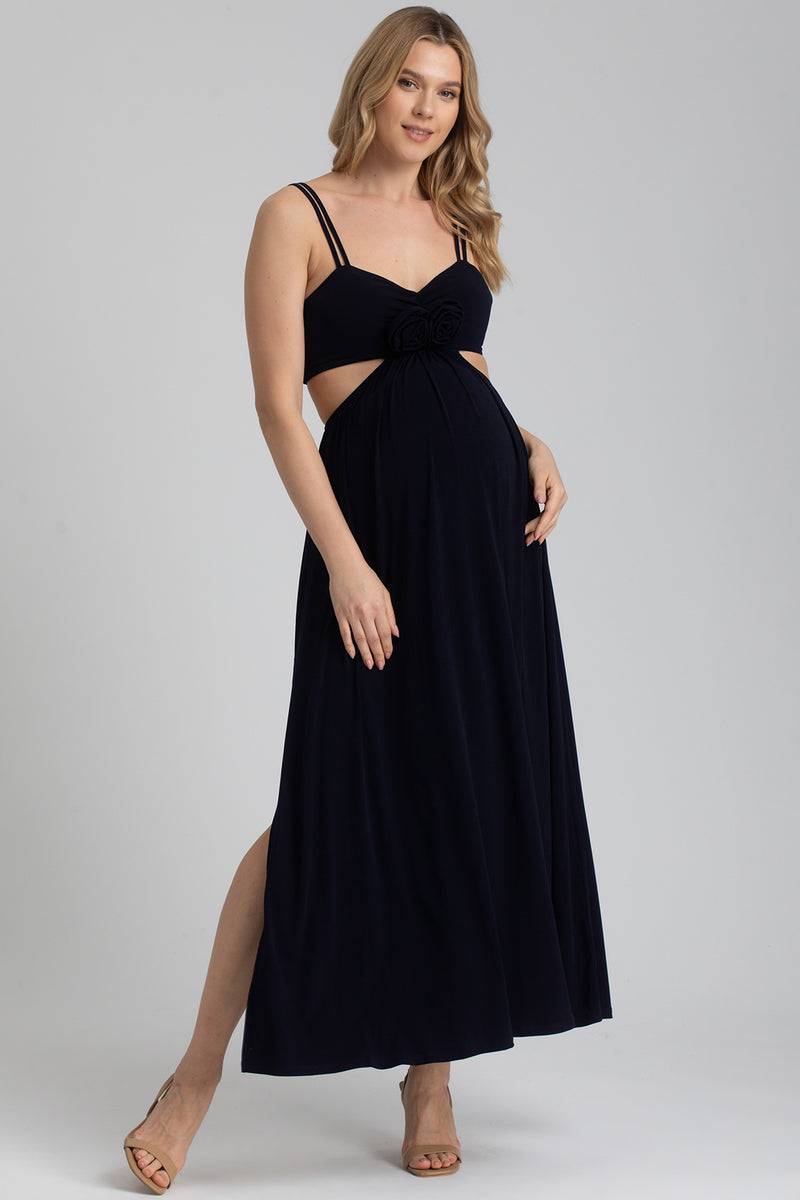 Pietro Brunelli SELENA | Abito Premaman da Sera Blu Scuro con Cut-Out Negozio