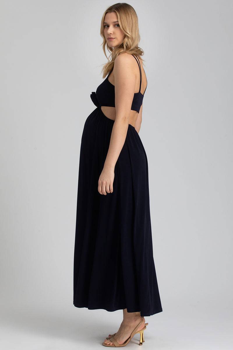 Pietro Brunelli SELENA | Abito Premaman da Sera Blu Scuro con Cut-Out Negozio
