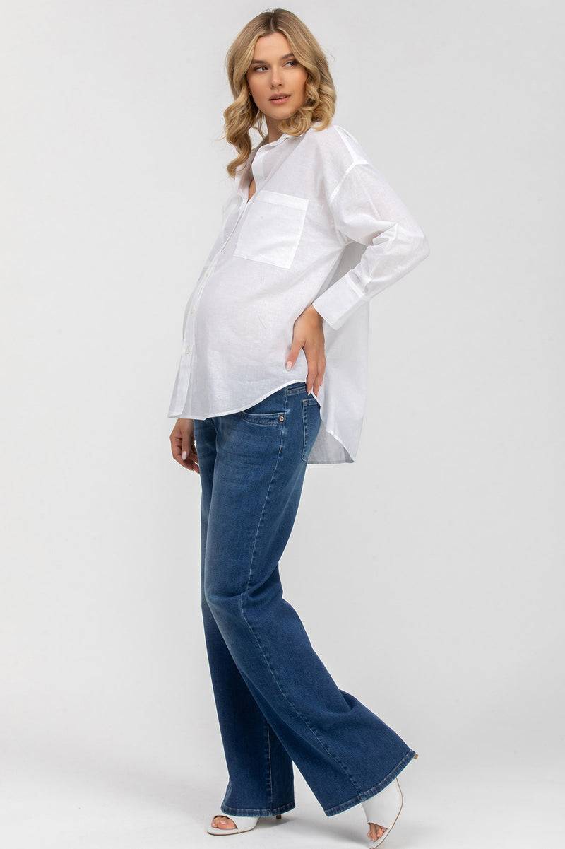 Pietro Brunelli SOPHIA POCKET | Camicia Premaman Oversize con Tasche Frontali in Lino Bianca Spedizione Gratuita