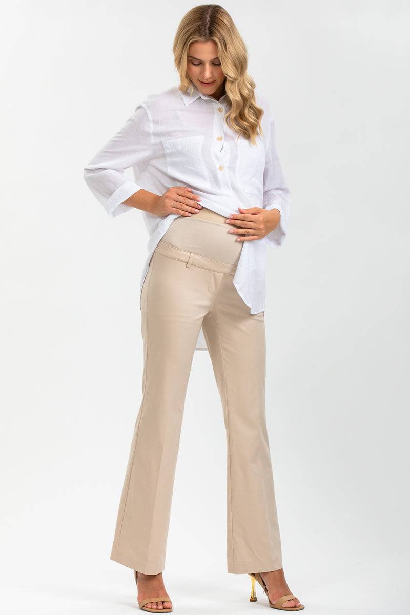 Pietro Brunelli KEVIN | Pantaloni Premaman Beige a Gamba Svasata Pezzi Unici