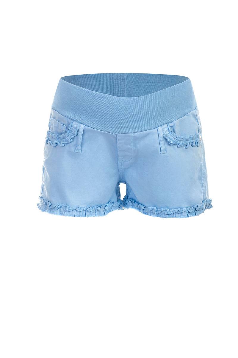 Pietro Brunelli BONNIE MINI SHORTS AZZURO | Pantaloncini Premaman in Cotone Saldi Di Fabbrica