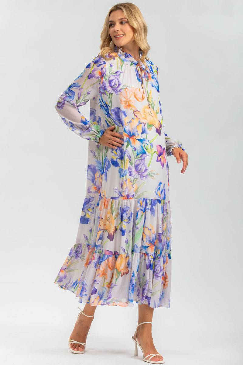 Pietro Brunelli NOEMI QA30 | Abito Premaman in Chiffon Stampato Qualità Garantita