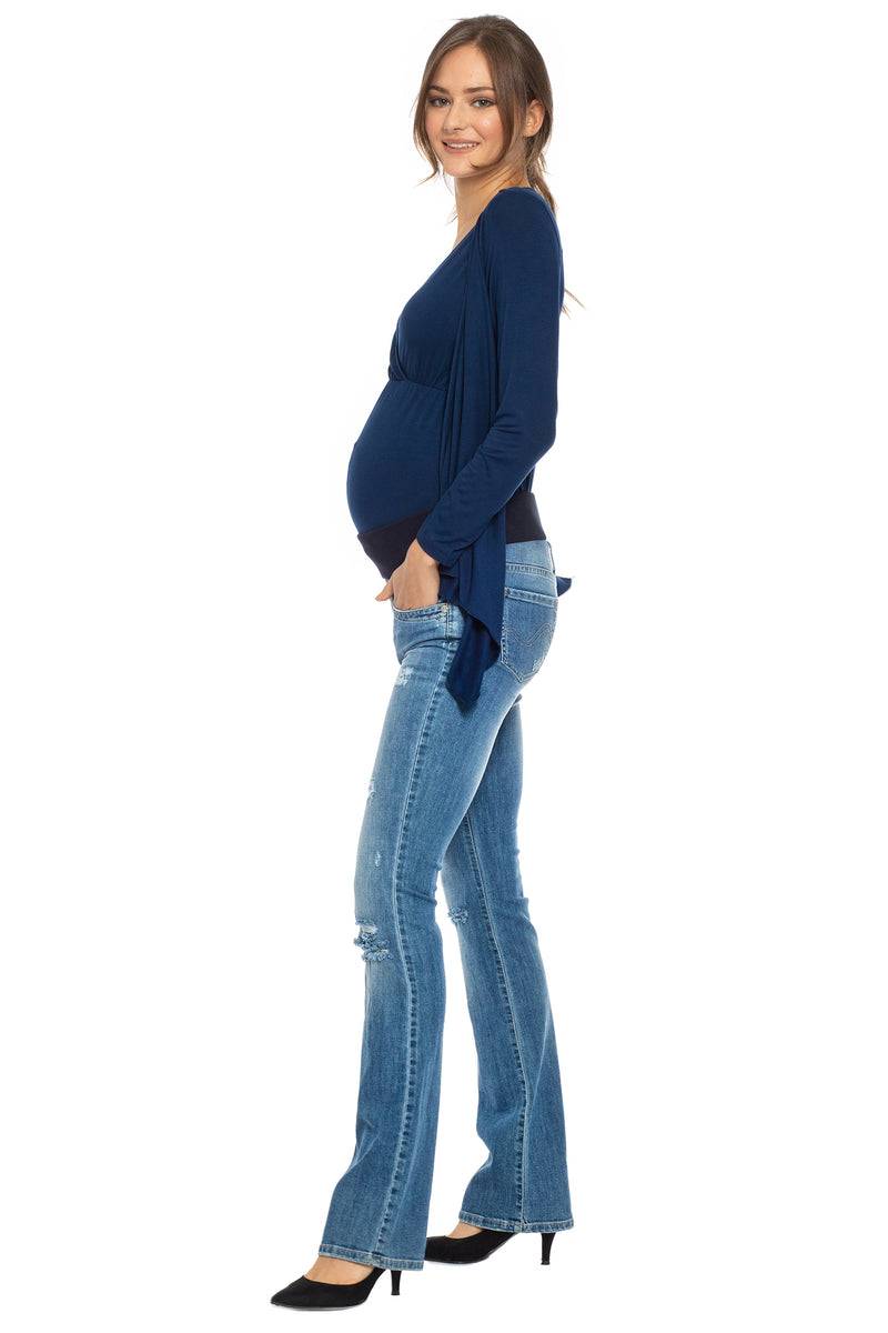 Pietro Brunelli SLIM BOOTCUT W607 | Jeans Premaman con Rotture Prezzo Ridotto