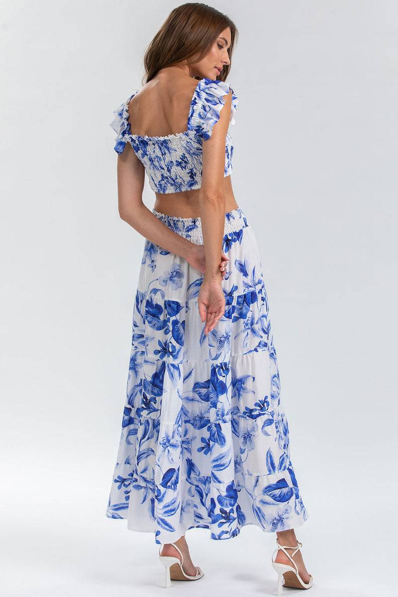Pietro Brunelli MARISOL Q168 | Maxi Gonna a Balze Stampata In Vendita
