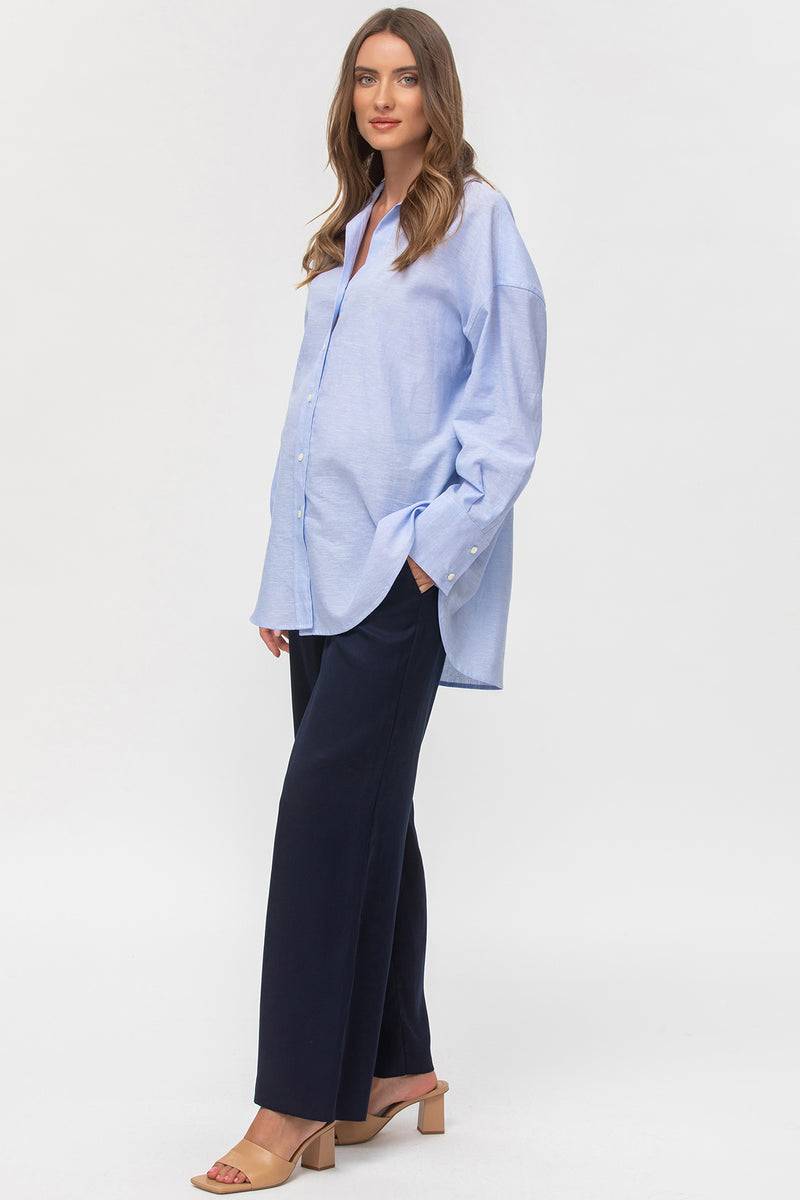 Pietro Brunelli WARREN | Pantaloni Premaman a Gamba Larga Blu Moda