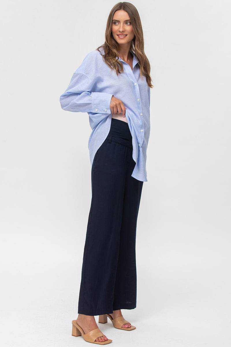 Pietro Brunelli WARREN | Pantaloni Premaman a Gamba Larga Blu Moda