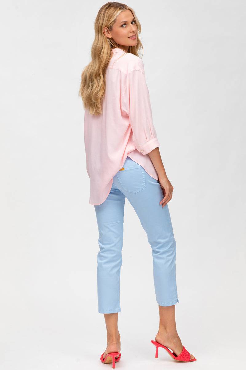 Pietro Brunelli CAPRI AZZURO | Pantaloni Premaman in Cotone Elasticizzato Promozione