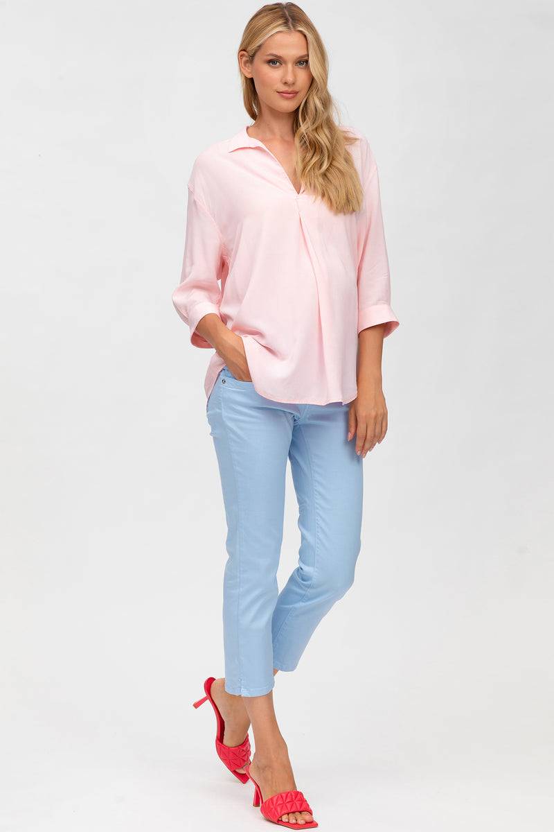 Pietro Brunelli CAPRI AZZURO | Pantaloni Premaman in Cotone Elasticizzato Promozione
