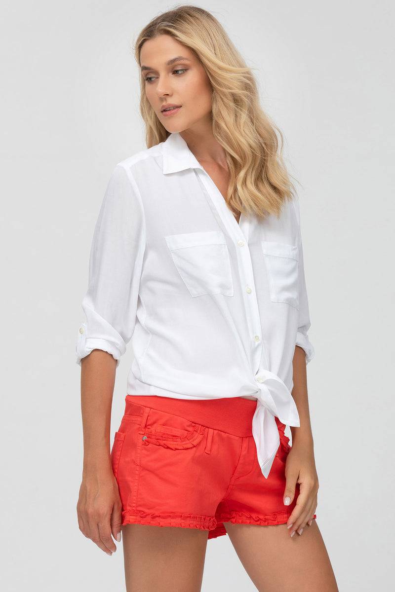Pietro Brunelli BONNIE MINI SHORTS ROSSI | Pantaloncini Premaman in Cotone Negozi Online