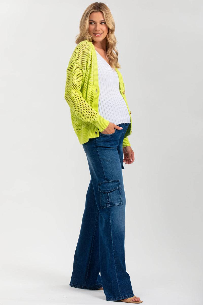 Pietro Brunelli MACY | Cardigan Premaman Verde con Bottoni Promozione Limitata