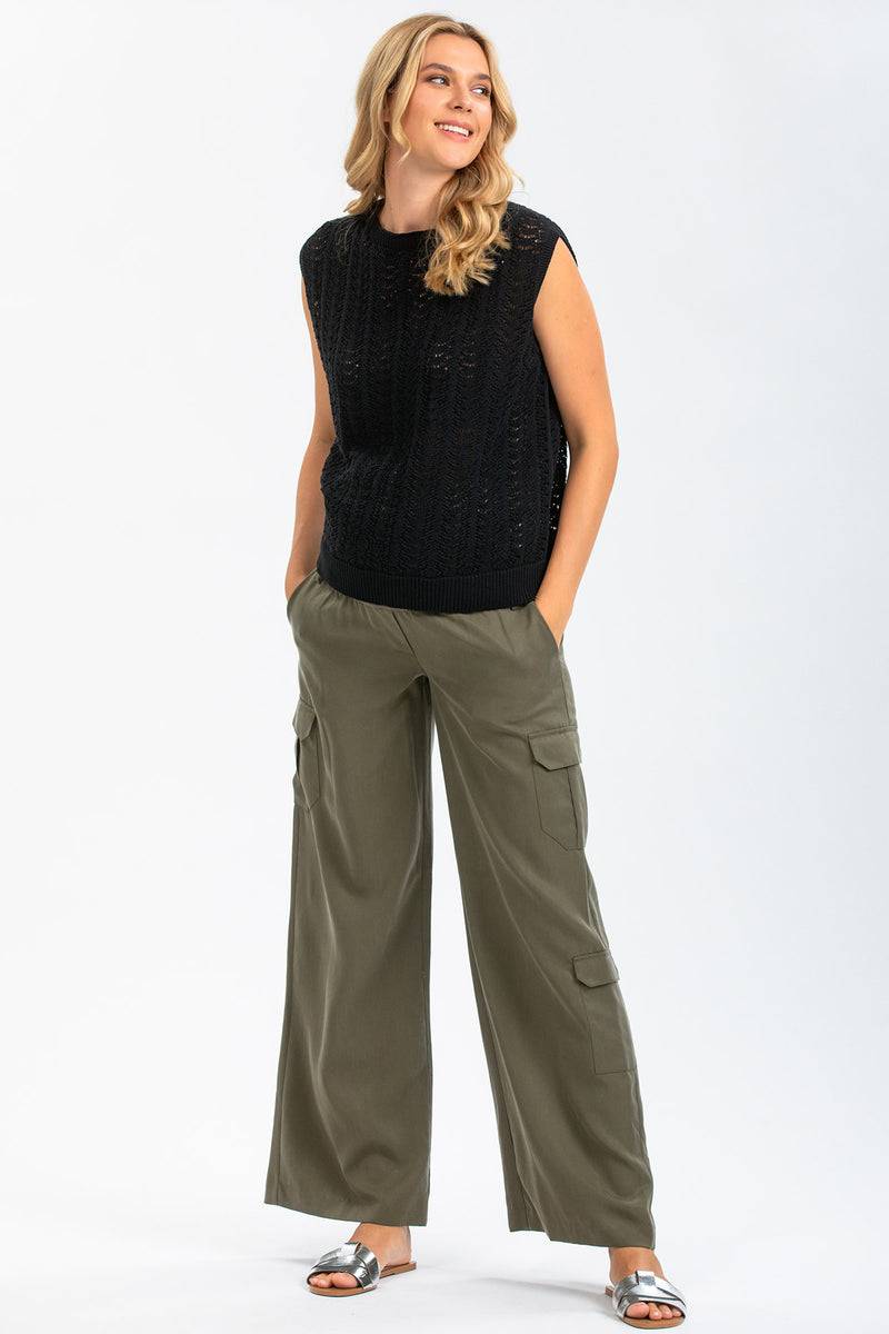 Pietro Brunelli CHARLIE | Pantaloni Premaman Stile Cargo in Tencel In Linea