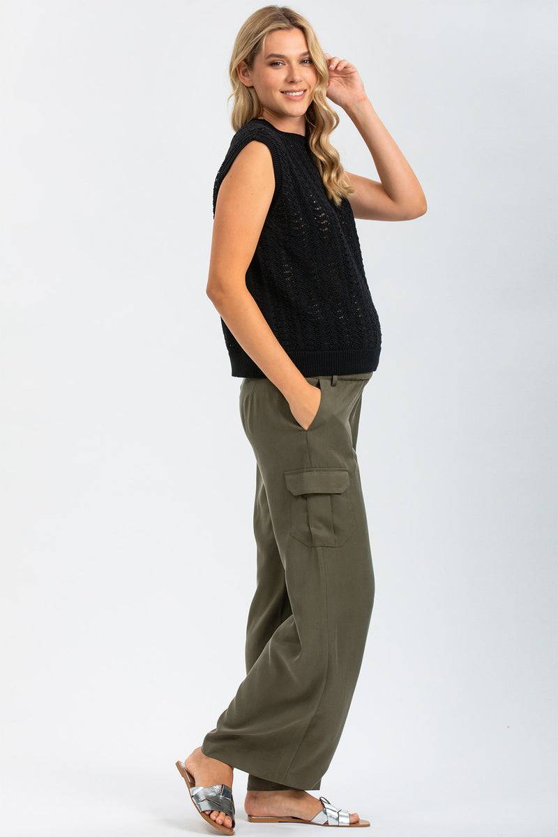 Pietro Brunelli CHARLIE | Pantaloni Premaman Stile Cargo in Tencel In Linea