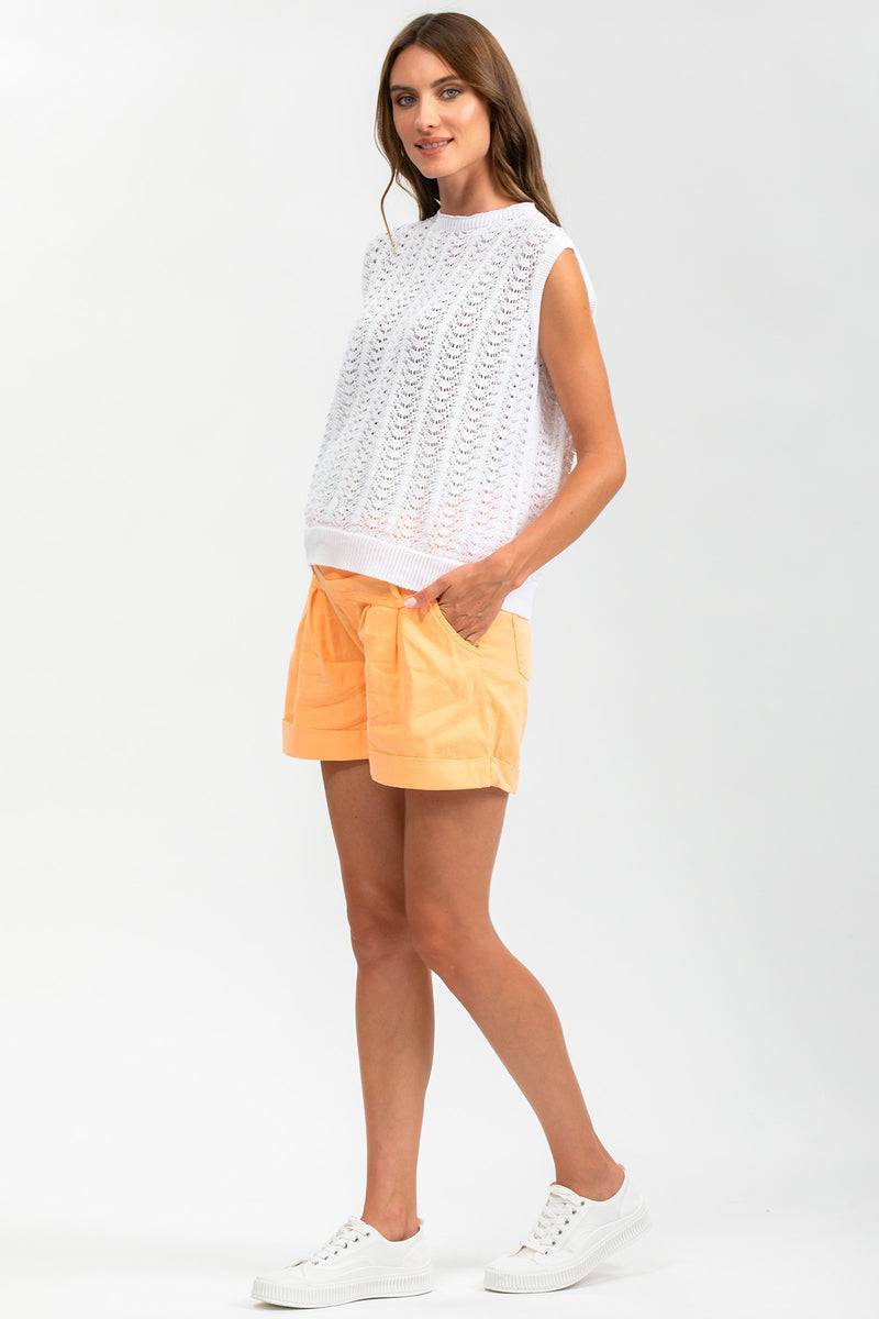 Pietro Brunelli MINI SHORT IN LINO | Pantaloncini Premaman Arancioni Economico