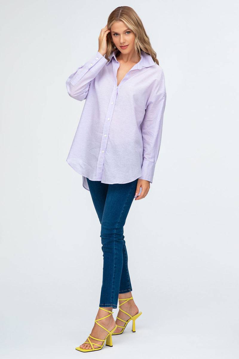 Pietro Brunelli SOPHIA | Camicia Premaman Oversize in Lino Lilla Hotsell