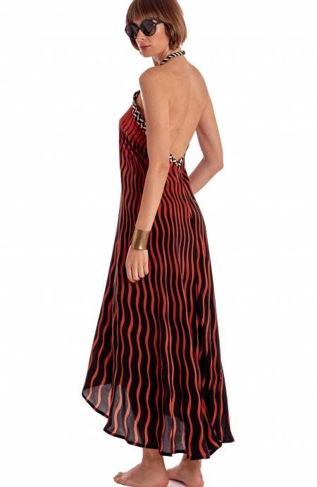 Pin Up Stars ABITO LUNGO ALLACCIATURA COLLO STAMPA TIGER SUN Pezzi Unici