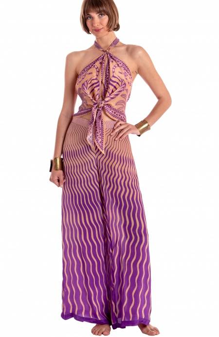 Pin Up Stars PANTALONE PALAZZO STAMPA TIGER SUN Promozione Limitata