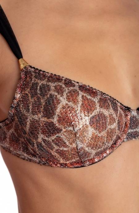 Pin Up Stars BIKINI BALCONCINO FERRETTO STAMPA PAILLETTES GIRAFFA Affare Del Giorno