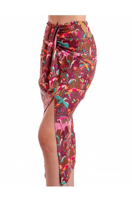 Pin Up Stars GONNA LONGUETTE CON SPACCO STAMPA TROPICAL Pezzi Unici