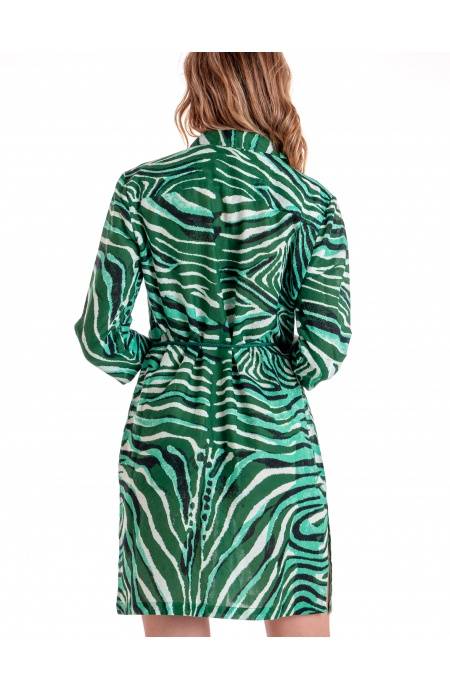 Pin Up Stars ABITO CHEMISIER CON CINTURA STAMPA ZEBRA Sottocosto