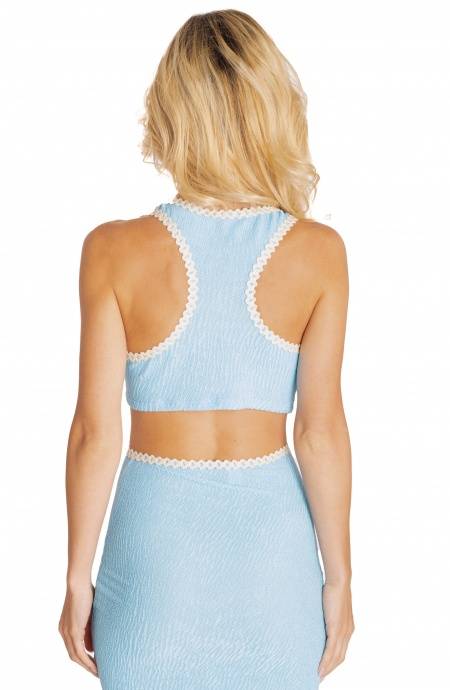 Pin Up Stars CROP TOP GOFFRATO CON PASSAMANERIA TINTA UNITA Presa