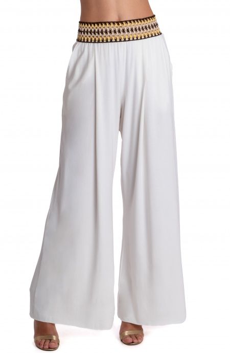 Pin Up Stars PANTALONE PALAZZO CON PASSAMANERIA CROCHET Nuova