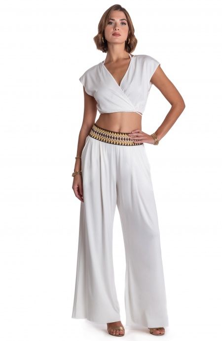 Pin Up Stars PANTALONE PALAZZO CON PASSAMANERIA CROCHET Nuova