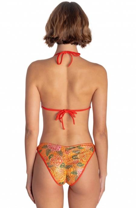 Pin Up Stars BIKINI TRIANGOLO IMBOTTITO PIZZO MACRAMÈ STAMPA FLOWER BIRD Vendita
