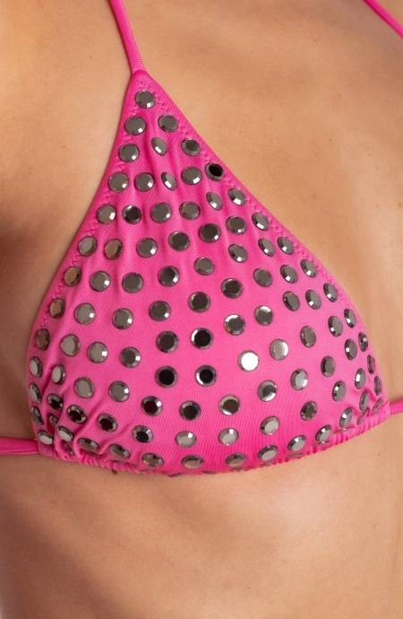Pin Up Stars BIKINI TRIANGOLO IMBOTTITO CON CRISTALLI SPECCHIETTI Sostegno trimestrale