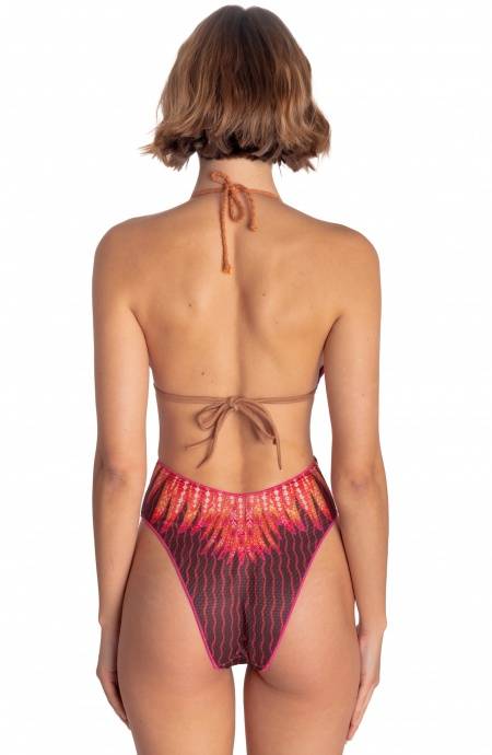 Pin Up Stars COSTUME DA BAGNO INTERO CUT-OUT CON BORCHIE STAMPA WINGS Fino Al -60%
