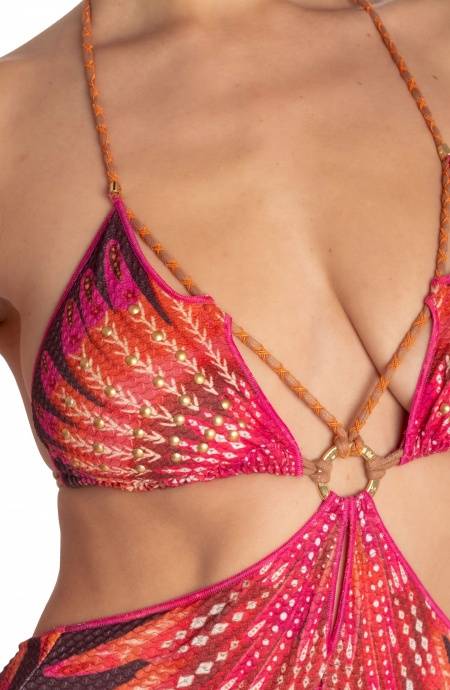 Pin Up Stars COSTUME DA BAGNO INTERO CUT-OUT CON BORCHIE STAMPA WINGS Fino Al -60%