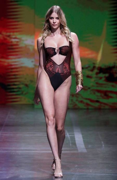 Pin Up Stars COSTUME DA BAGNO INTERO CON FASCIA IMBOTTITA E ACCESSORIO STAMPA TIGER SUN Presa