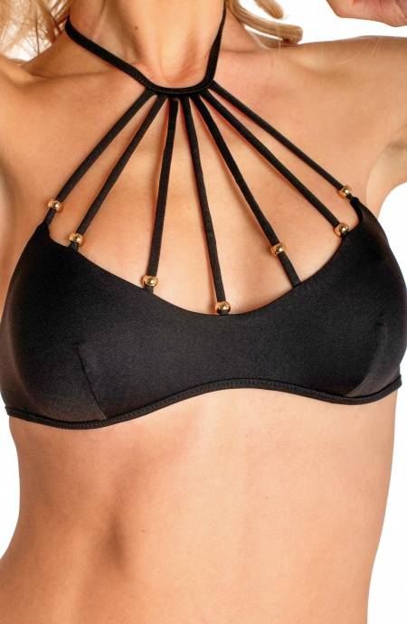 Pin Up Stars BIKINI BRASSIERE RAGGIO CON PERLE TINTA UNITA Economico