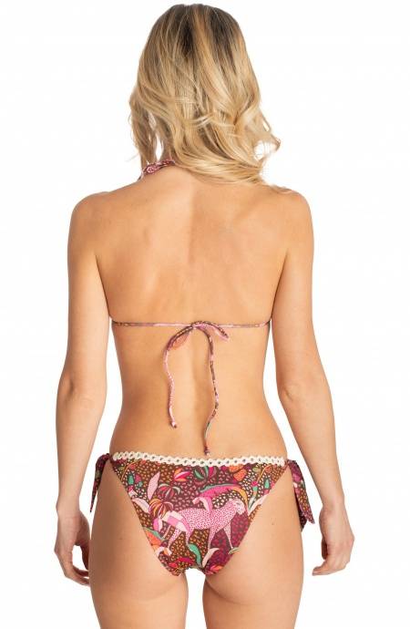 Pin Up Stars BIKINI FASCIA IMBOTTITA CON PASSAMANERIA STAMPA TROPICAL Nuova