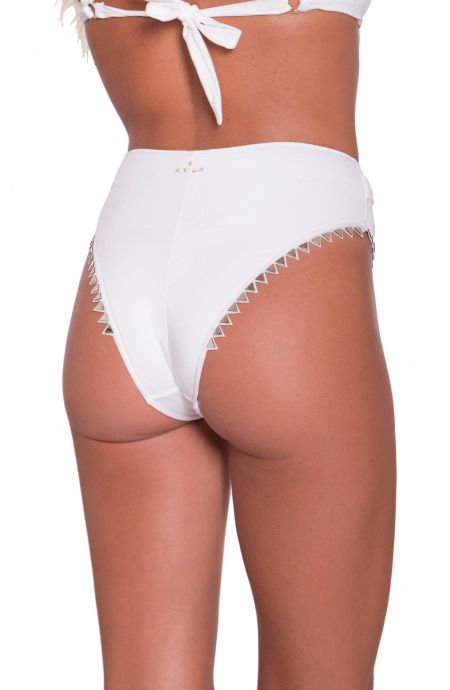 Pin Up Stars Slip Bikini A Vita Alta Tinta Unita Borchie Specchio A Punta Spedizione Gratuita