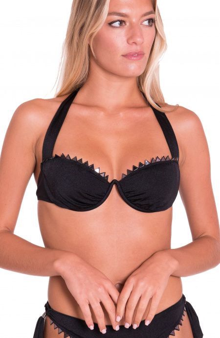 Pin Up Stars Top Bikini Balconcino Ferretto Borchie Specchio A Punta Soddisfazione Garantita
