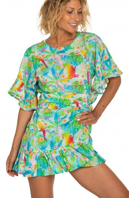 Pin Up Stars Abito Pareo In Cotone Stampa Happy Tropical Affare Del Giorno