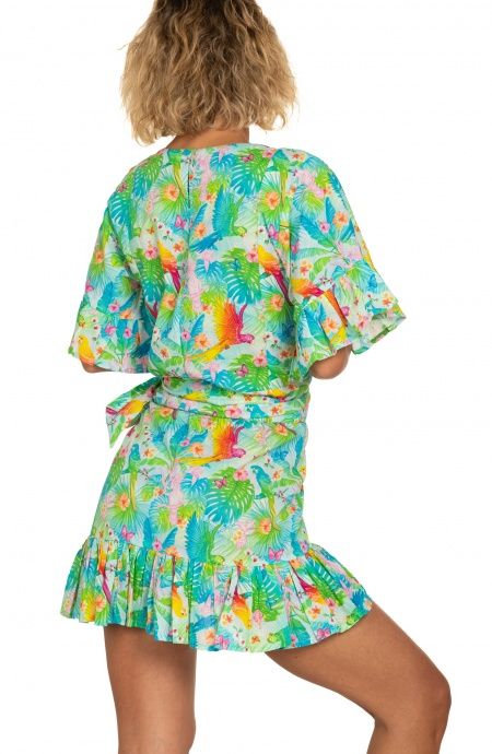 Pin Up Stars Abito Pareo In Cotone Stampa Happy Tropical Affare Del Giorno