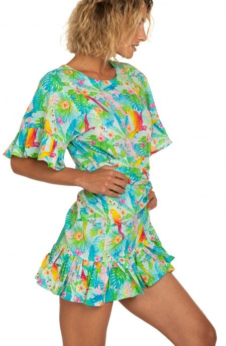 Pin Up Stars Abito Pareo In Cotone Stampa Happy Tropical Affare Del Giorno