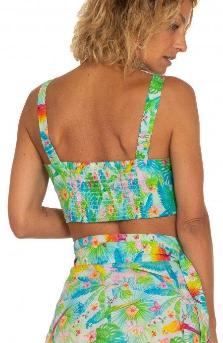 Pin Up Stars Top Con Spalline Stampa Happy Tropical Prezzo Ridotto