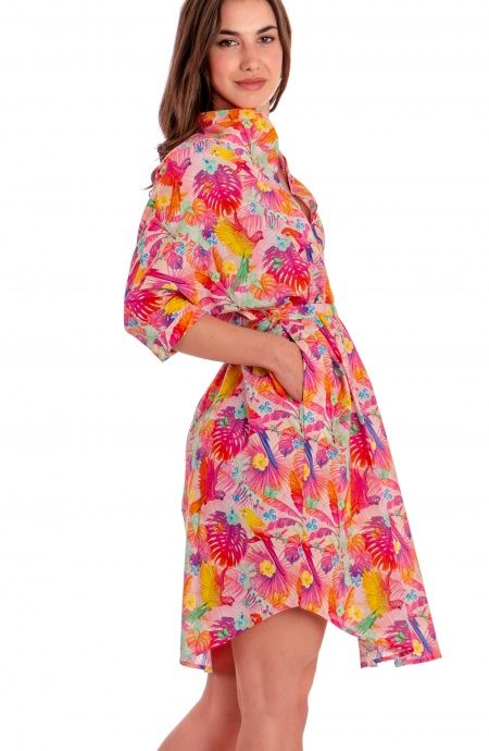 Pin Up Stars Chemisier Over In Cotone Stampa Happy Tropical Convenienza